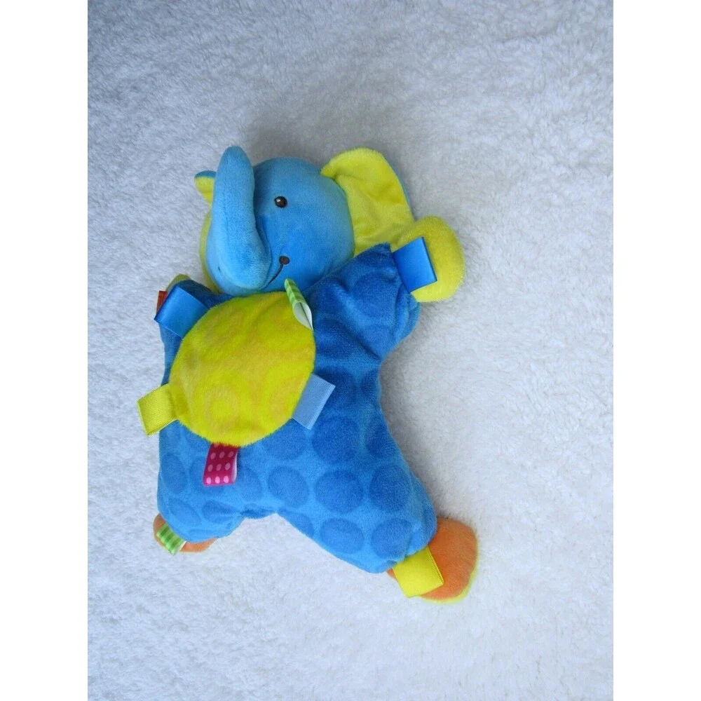 Taggies Mary Meyers Blue Elephant Crinkle Feet Soft Plush 12